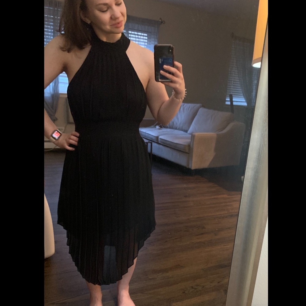 Large mid-length black dress